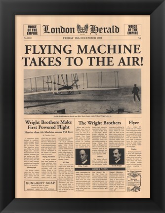 Framed Flying Machine Takes to the Air! Print