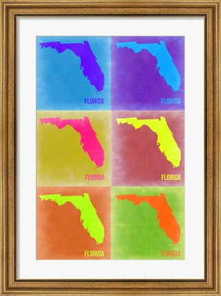 Framed Florida Pop Art Map 2 Print