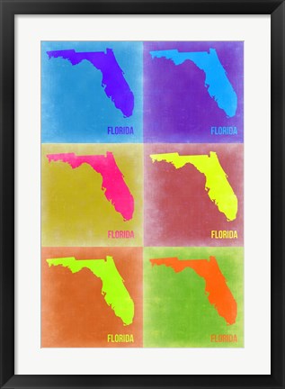 Framed Florida Pop Art Map 2 Print