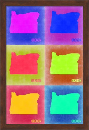 Framed Oregon Pop Art Map 2 Print