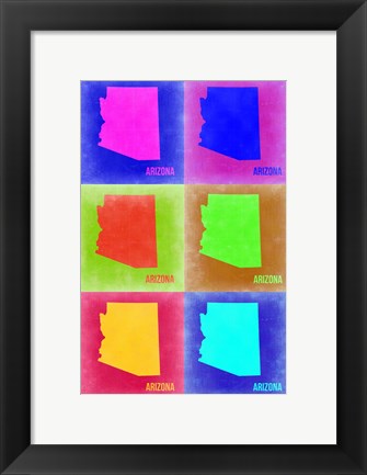 Framed Arizona Pop Art Map 2 Print