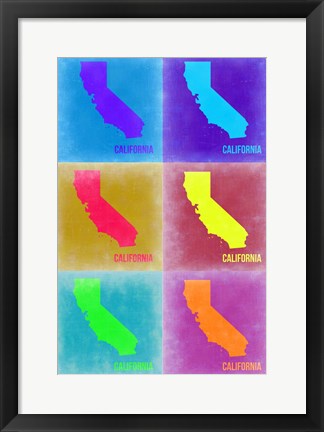 Framed California Pop Art Map 2 Print