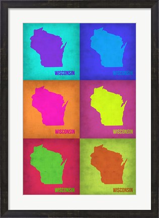 Framed Wisconsin Pop Art Map 2 Print