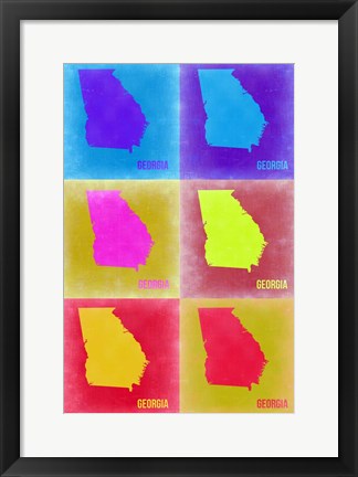 Framed Georgia Pop Art Map 2 Print