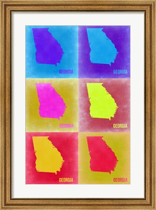 Framed Georgia Pop Art Map 2 Print