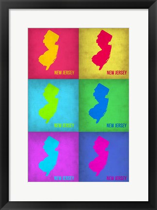 Framed New Jersey Pop Art Map 1 Print