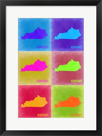 Framed Kentucky Pop Art Map 2 Print