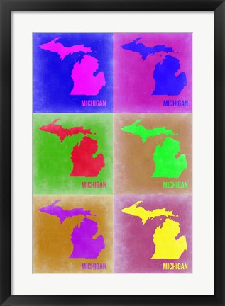 Framed Michigan Pop Art Map 2 Print