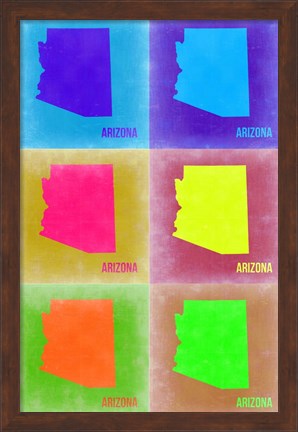 Framed Arizona Pop Art Map 3 Print