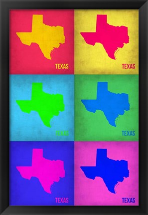 Framed Texas Pop Art Map 1 Print