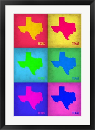 Framed Texas Pop Art Map 1 Print