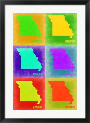 Framed Missouri Pop Art Map 2 Print