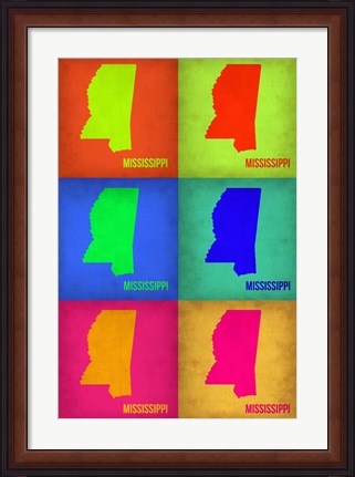 Framed Mississippi Pop Art Map 1 Print