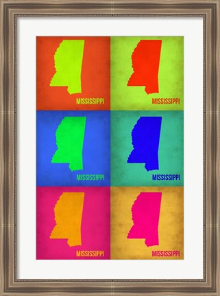 Framed Mississippi Pop Art Map 1 Print