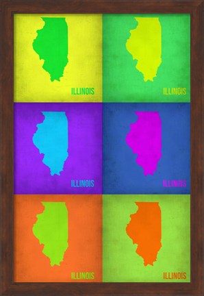 Framed Illinois Pop Art Map 1 Print
