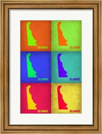 Framed Delaware Pop Art Map 1 Print