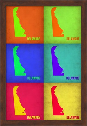 Framed Delaware Pop Art Map 1 Print