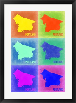 Framed Portland Pop Art Map 3 Print