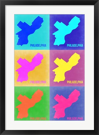 Framed Philadelphia Pop Art Map 3 Print