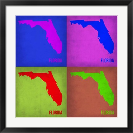 Framed Florida Pop Art Map 1 Print