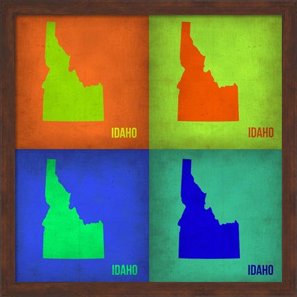 Framed Idaho Pop Art Map 1 Print