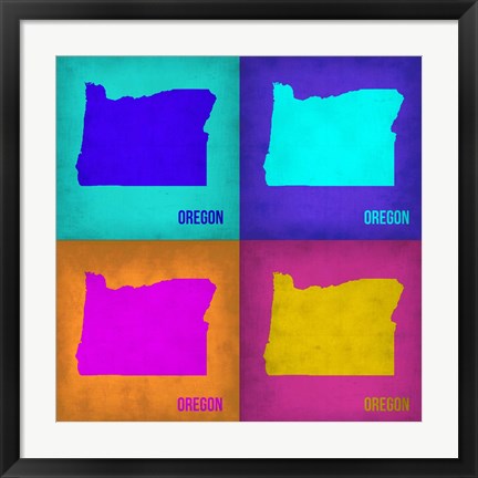 Framed Oregon Pop Art Map1 Print