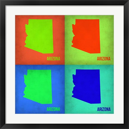 Framed Arizona Pop Art Map1 Print