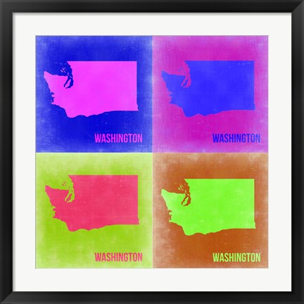 Framed Washington Pop Art Map 2 Print