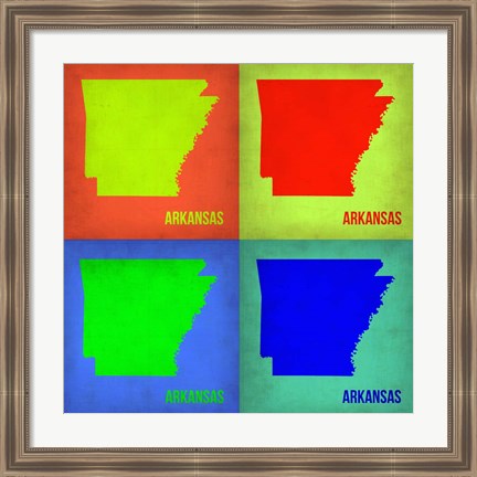 Framed Arkansas Pop Art Map 1 Print