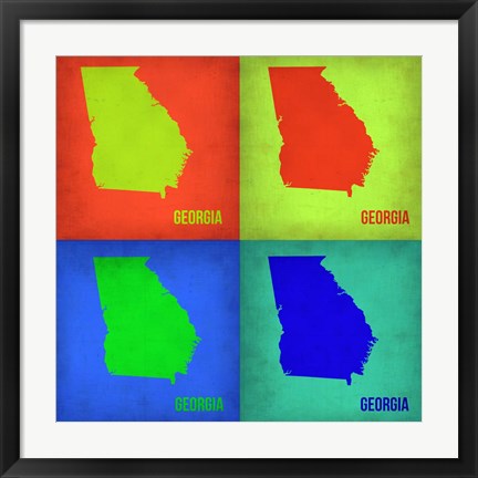 Framed Georgia Pop Art Map 1 Print