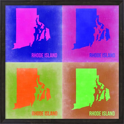 Framed Rhode Island Pop Art Map 2 Print