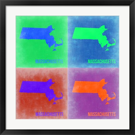 Framed Massachusetts Pop Art Map 2 Print