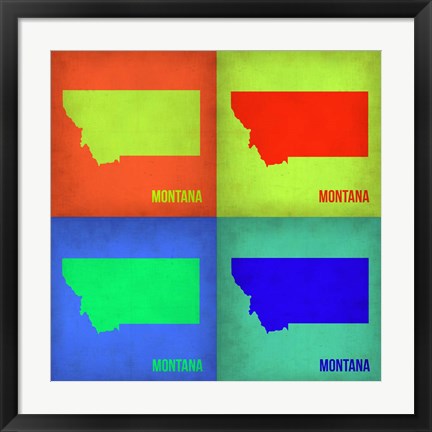 Framed Montana Pop Art Map 1 Print