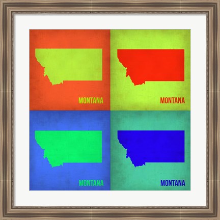 Framed Montana Pop Art Map 1 Print