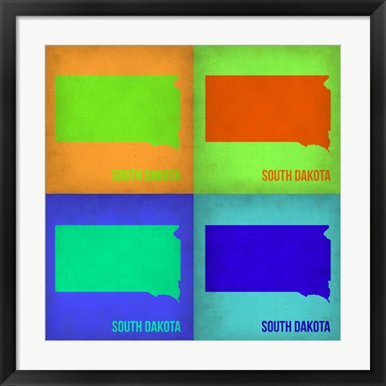 Framed South Dakota Pop Art Map 1 Print