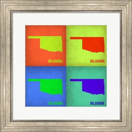 Framed Oklahoma Pop Art Map 1 Print