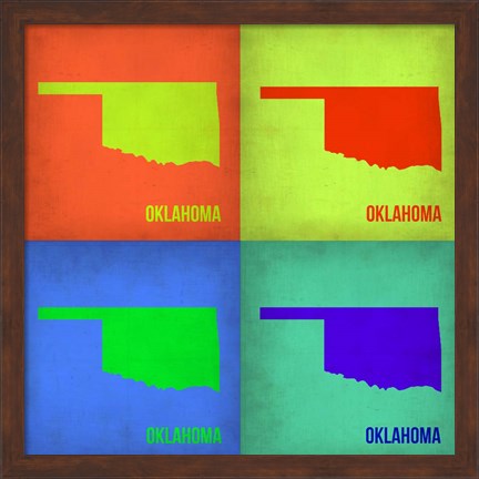 Framed Oklahoma Pop Art Map 1 Print