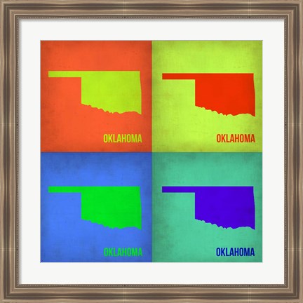 Framed Oklahoma Pop Art Map 1 Print