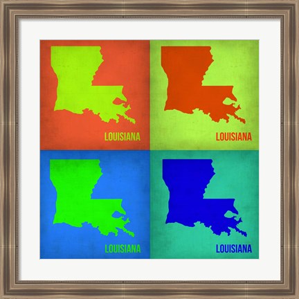 Framed Louisiana Pop Art Map 1 Print