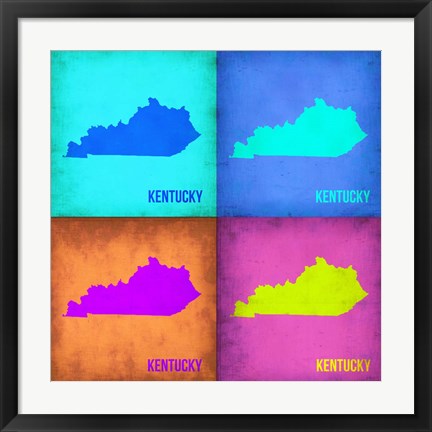 Framed Kentucky Pop Art Map 1 Print