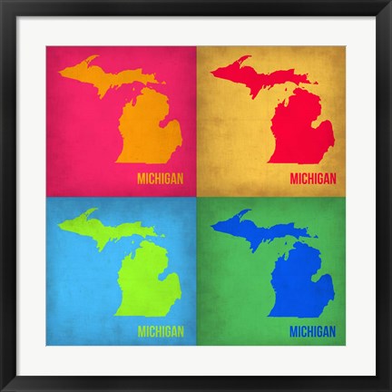 Framed Michigan Pop Art Map 1 Print