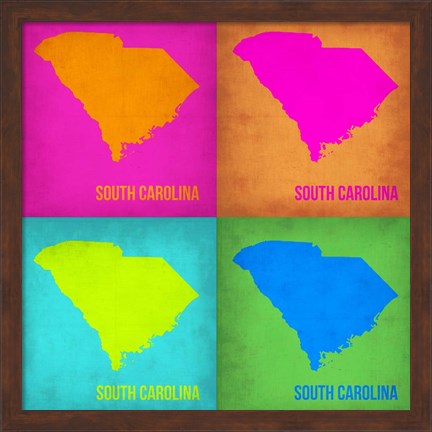 Framed South Carolina Pop Art Map 1 Print