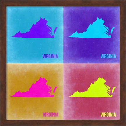 Framed Virginia Pop Art Map 2 Print