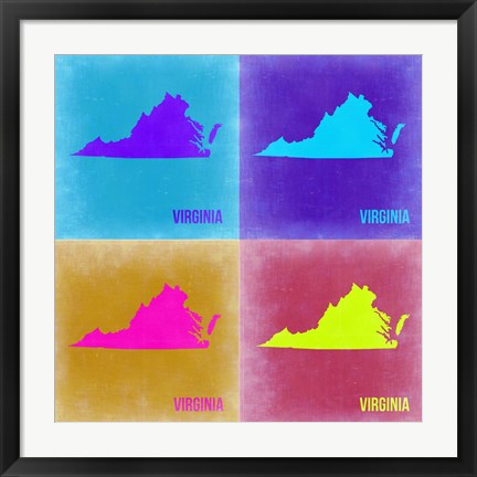 Framed Virginia Pop Art Map 2 Print