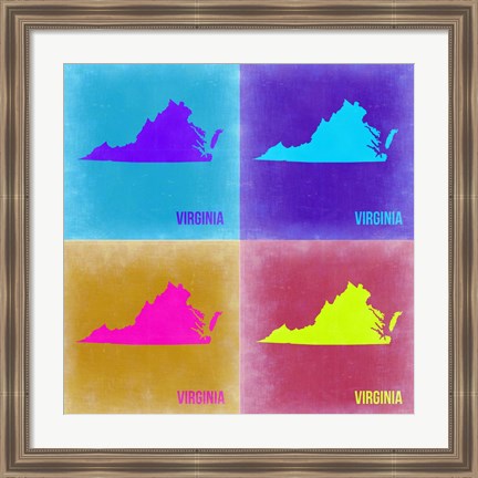 Framed Virginia Pop Art Map 2 Print