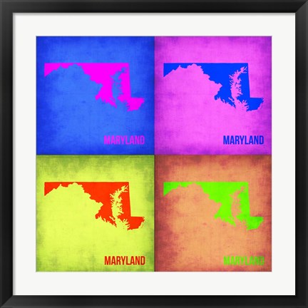 Framed Maryland Pop Art Map 1 Print