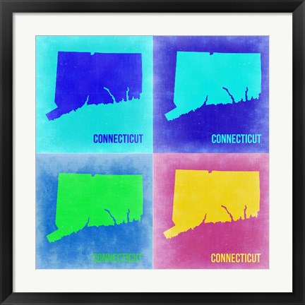 Framed Connecticut Pop Art Map 2 Print