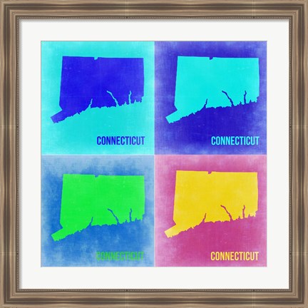 Framed Connecticut Pop Art Map 2 Print