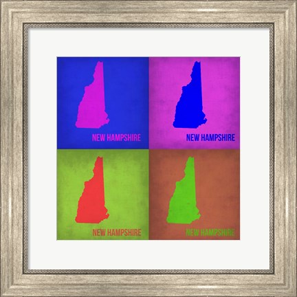 Framed New Hampshire Pop Art Map 1 Print