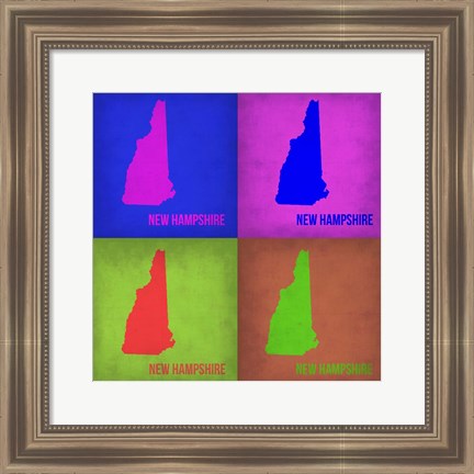 Framed New Hampshire Pop Art Map 1 Print